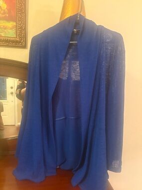 Blue Open-Front Women's Cardigan summer Sweater
